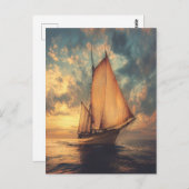 Sailing Ship Against a Sunset Briefkaart (Voorkant / Achterkant)