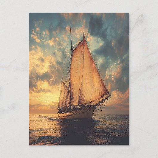 Sailing Ship Against a Sunset Briefkaart (Voorkant)