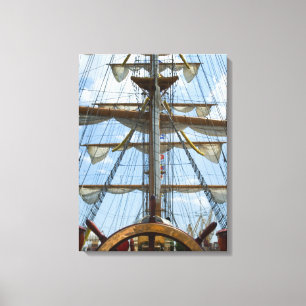 Sailing Ship Wheel and Rigging Canvas Afdruk