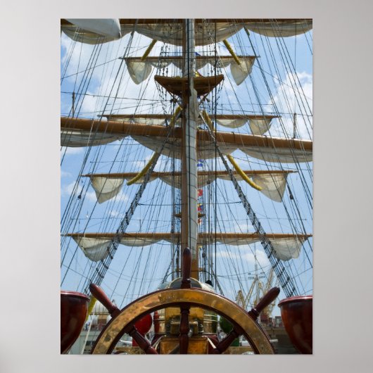 Sailing Ship Wheel and Rigging Poster (Voorkant)