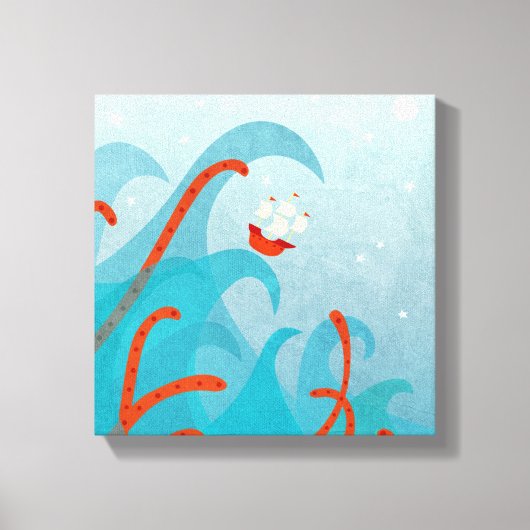 Sailing Ship Zee Monster Canvas Afdruk (Voorkant)