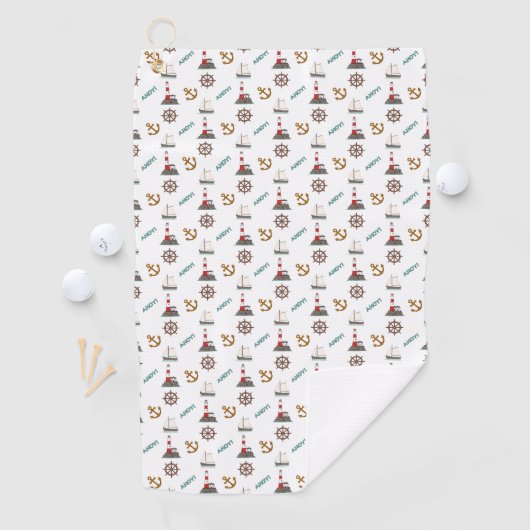 Sailing Small Pattern Kleur op Wit Golfhanddoek (Insitu)