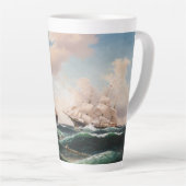 Sailing Tall Clipper verzendt oceaangolven latte M Latte Mok (Rechterhoek)
