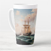Sailing Tall Clipper verzendt oceaangolven latte M Latte Mok (Linkerhoek)
