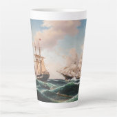 Sailing Tall Clipper verzendt oceaangolven latte M Latte Mok (Voorkant)