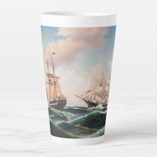 Sailing Tall Clipper verzendt oceaangolven latte M Latte Mok (Voorkant)