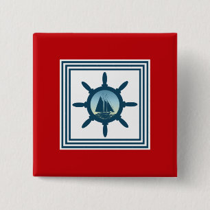 Sailing Vierkante Button 5,1 Cm