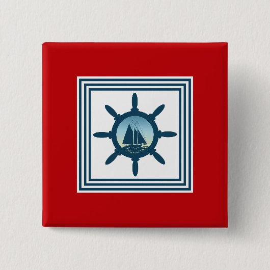 Sailing Vierkante Button 5,1 Cm (Voorkant)
