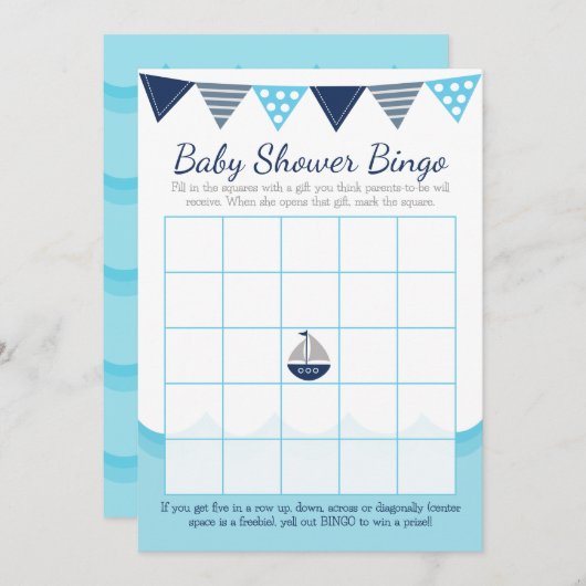 Sailor Baby Bingo Game Card Programma (Voorkant / Achterkant)