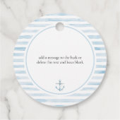 Sailor Beer Blue Stripe Baby shower Bedankjes Labels (Achterkant)