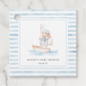 Sailor Beer Blue Stripe Baby shower Bedankjes Labels (Voorkant)