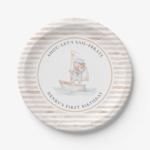 Sailor Beer Tan Stripe Verjaardag Papieren Bordje