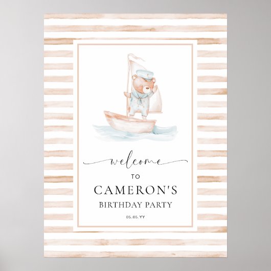 Sailor Beer Tan Stripe Welkom Poster (Voorkant)