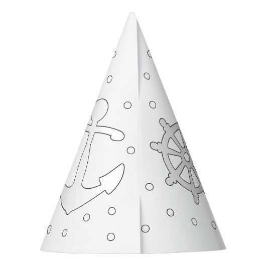 Sailor Birthday Party - Kleur uw eigen Pet Feesthoedjes (Achterkant)