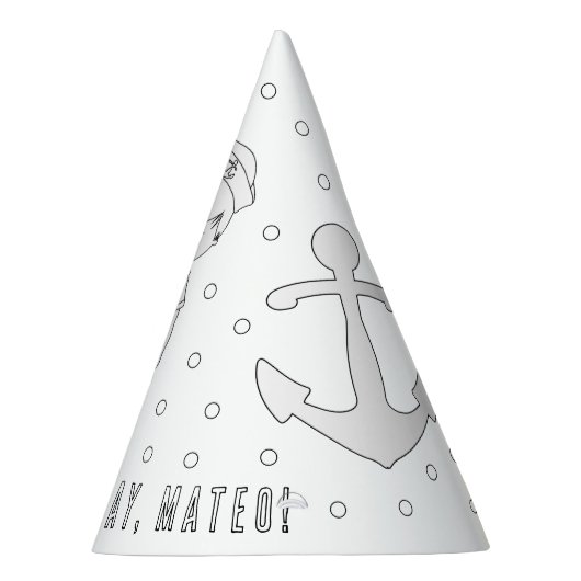 Sailor Birthday Party - Kleur uw eigen Pet Feesthoedjes (Rechts)