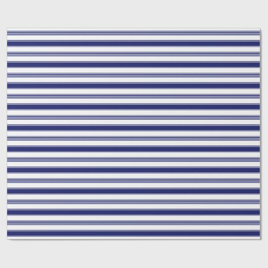 Sailor Blue & White Stripe (op grote schaal) Cadeaupapier (Vlak)