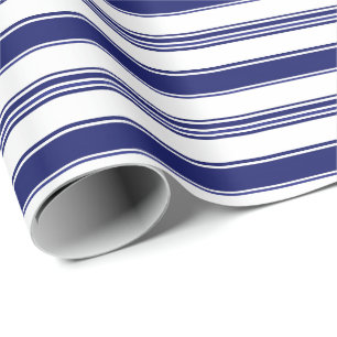Sailor Blue & White Stripe (op grote schaal) Cadeaupapier