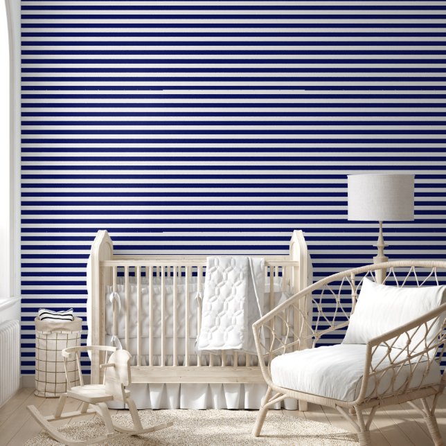 Sailor Blue & White Stripes (kleinschalig) Behang (Kinderen)