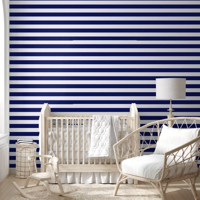 Sailor Blue & White Stripes (middelgrote schaal) Behang (Kinderen)