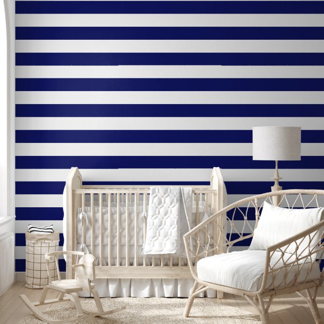Sailor Blue & White Stripes (op grote schaal) Behang (Kinderen)