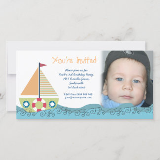 Sailor Boy Anniversaire Fête Invitation Photocard