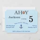 Sailor Boys 5th Birthday Kaart (Achterkant)