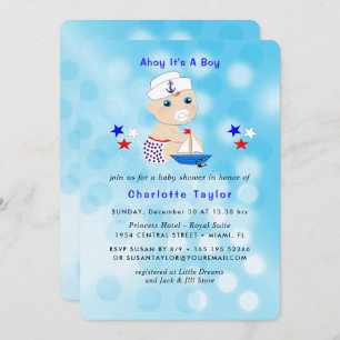 Sailor Cute Blue van Baby shower Kaart