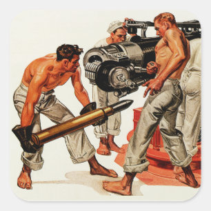 Sailor Hunks Lost het grote Pistool Vierkante Sticker