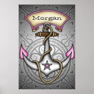 Sailor Jerry Tattoo Anchor Chic Grunge Poster