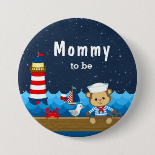 Sailor Jongen Aap Rood en Marine Mama in Spe Ronde Button 7,6 Cm