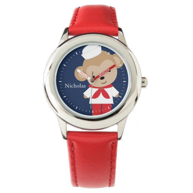 Sailor Monkey gepersonaliseerd Kind Horloge (Voorkant)