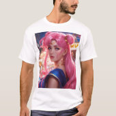 Sailor Moon met roze haar T-shirt (Voorkant)