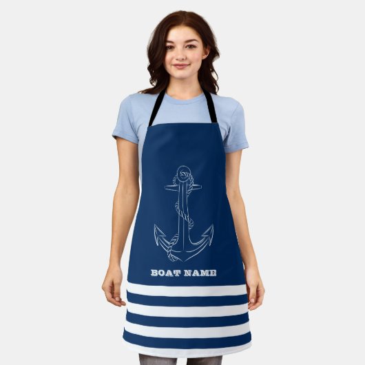 Sailor, Nautical, Anchor Navy Blue Striped Schort (Gedragen)