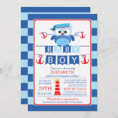 Sailor Owl Nautical Boy Baby shower Invitation (Devant / Derrière)