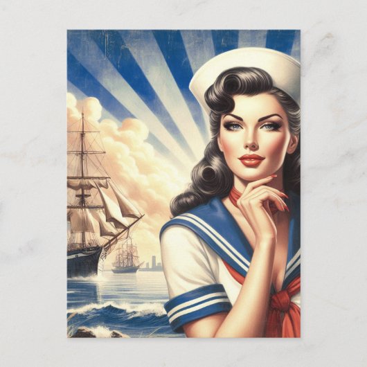 Sailor Pin Up Briefkaart (Voorkant)