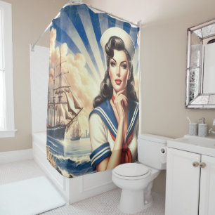 Sailor Pin Up Douchegordijn