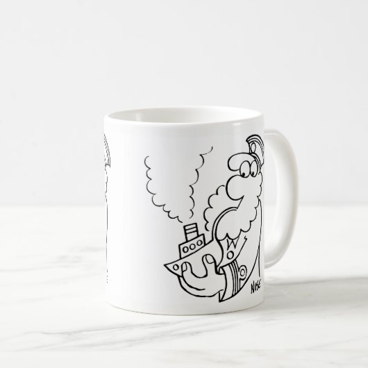 Sailor Puffing op een schip-vormige pijp Koffiemok (Voorkant rechts)