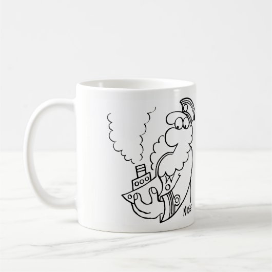 Sailor Puffing op een schip-vormige pijp Koffiemok (Links)