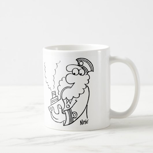 Sailor Puffing op een schip-vormige pijp Koffiemok (Rechts)