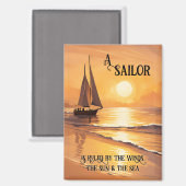 Sailor Sailboat Sunset Custom Quote Magneet (Voorkant / Achterkant)
