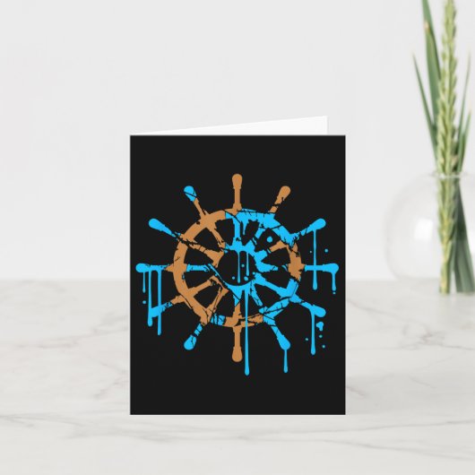 Sailor Ship Steering Wheel Graffiti Drops Sailing Kaart (Voorkant)