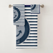 Sailor Stripes Anchor en Rope op witte achtergrond Bad Handdoek (Insitu)