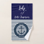 Sailor Stripes Anchor en Rope op witte achtergrond Bad Handdoek (Handdoek)