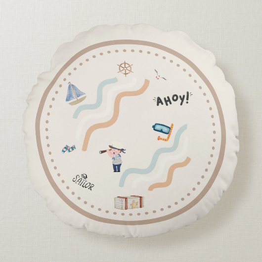 Sailor's Dream Nursery Round Coussin (Devant)