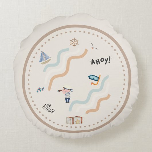 Sailor's Dream Nursery Round Coussin (Dos)