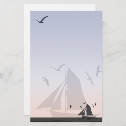 Sailors Sailboat Stationery Briefpapier (Voorkant / Achterkant)