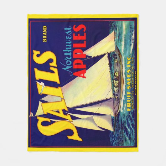 Sails Northwest Apples, 1930s, op label afdrukken Fleece Deken (Voorkant)