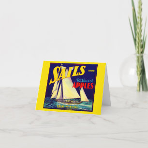 Sails Northwest Apples, 1930s, op label afdrukken Notitiekaartje