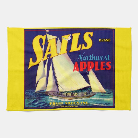Sails Northwest Apples, 1930s, op label afdrukken Theedoek (Horizontaal)