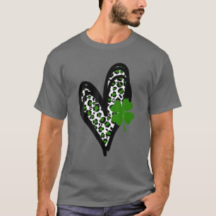 Sain Patrick's Day - Love Shamrock Leopard Hear T-shirt